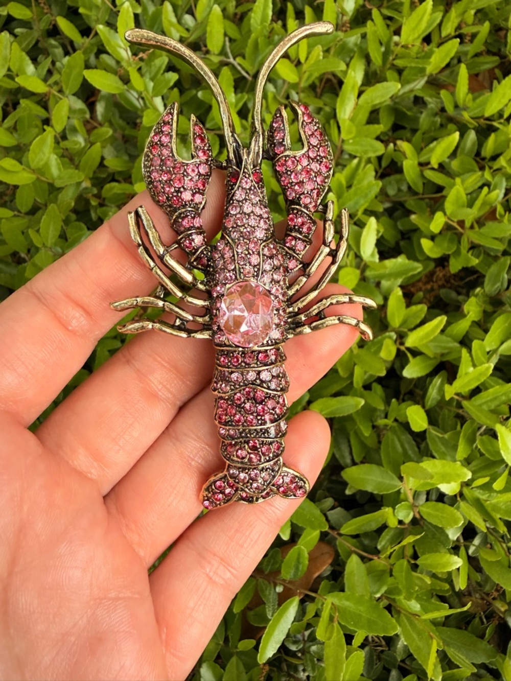 Pink Crystal Lobster Brooch Pin - Picture 7 of 7